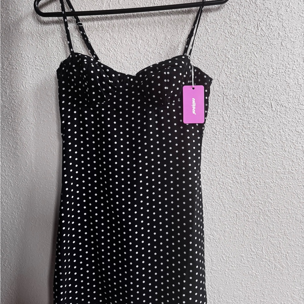 Edikted Black and White Polka Dot Mini Dress
